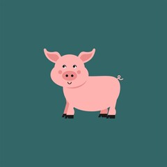 Cartoon pig. Cute farm animals. Vector illustration