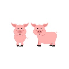 Cartoon pig. Cute farm animals. Vector illustration