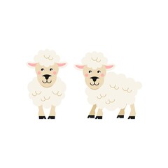 Cartoon sheep. Cute farm animals. Vector illustration