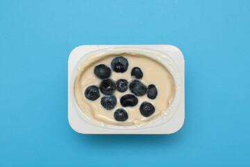 milk yogurt with fresh blueberry