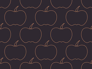 Contour pumpkins seamless pattern. Autumn background with pumpkins. Design for wrapping paper, banners, posters and advertising materials. Vector illustration