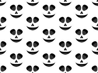 Halloween scary face seamless pattern. Ghost face with evil scary eyes. Creepy face. Festive background design for banners and posters, wrapping paper and promotional items. Vector illustration