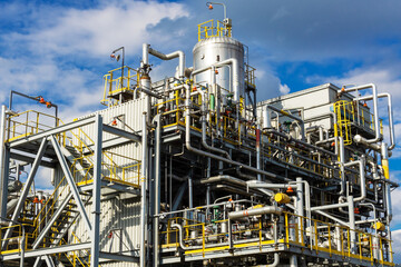 View of the liquefied gas production plant. Technological equipment