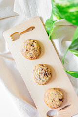 Cookies on white background. Homemade concept. Flat lay, top view.