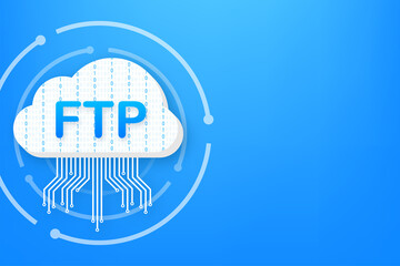 FTP file transfer icon. FTP technology icon. Transfer data to server. Vector illustration.