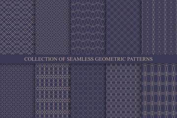 Collection of seamless ornamental vector patterns. Geometric oriental design. Repeatable elegant backgrounds
