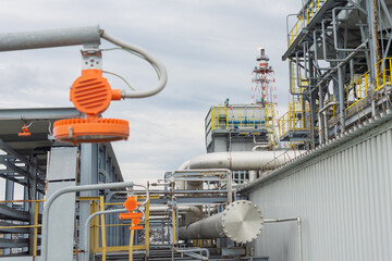 Abstract view of a set of pipelines running through a liquefied gas production plant.