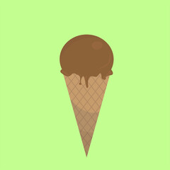 Chocolate Ice cream cone icon isolated on green background. Trendy vector food symbol, ilustration and logo