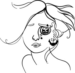 Halloween party, vector graphics, abstraction in black pencil