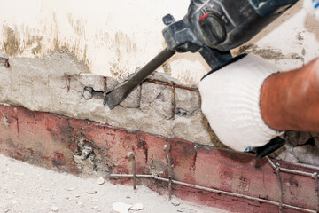 Slotting work with a hammer drill.