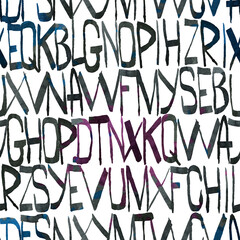 Seamless pattern with handwriten letters. Abstract font illustration. Design for wallpaper, fabric.