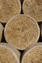 Straw rolls, stacked in a pyramid. Close-up shot.