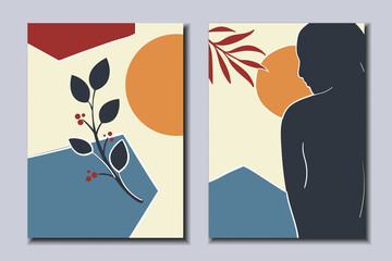 Set of trendy abstract posters. Vector illustration.