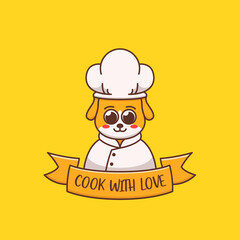cute dog chef logo concept illustration