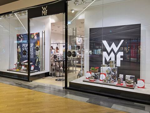 Berlin, Germany - September 1, 2021: Shop window of a store in the Gropius Passagen shopping mall in Berlin.