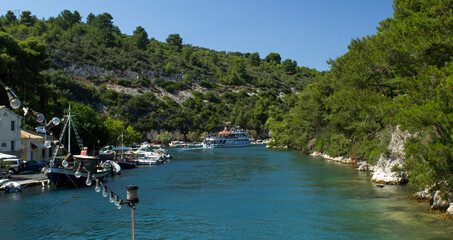 Fototapeta na wymiar the exotic Port GAIOS on Pakos-Antopakos archipelago in the Ionian Sea in Greece 
