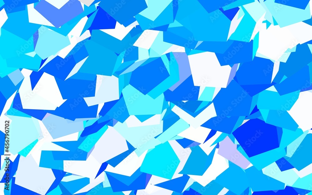 Poster light blue vector background with hexagons.