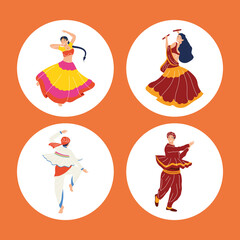 Fototapeta premium four Navratri ceremony dancers