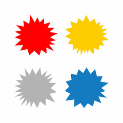 Set of isolated flat starbursts. Colored vector illustrations.