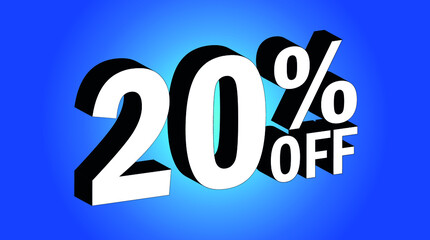 Sale tag 20% off - 3D and blue - for promotion offers and discounts