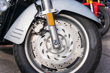 the front wheel of a motorcycle, a side view of the front wing of a motorcycle