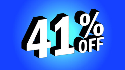 Sale tag 41% off - 3D and blue - for promotion offers and discounts