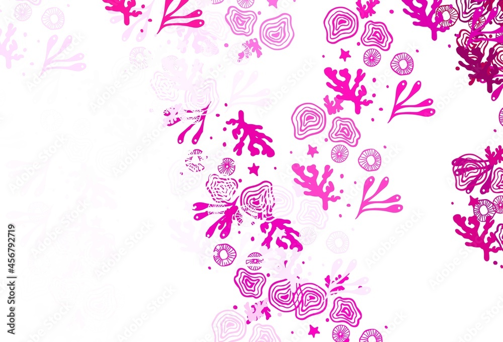 Poster light pink vector pattern with random forms.
