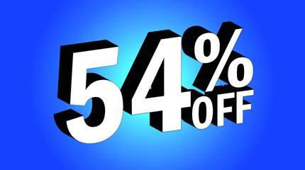 Sale tag 54% off - 3D and blue - for promotion offers and discounts