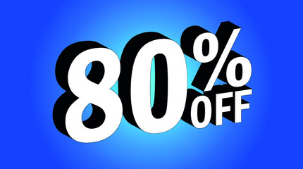 Sale tag 80% off - 3D and blue - for promotion offers and discounts