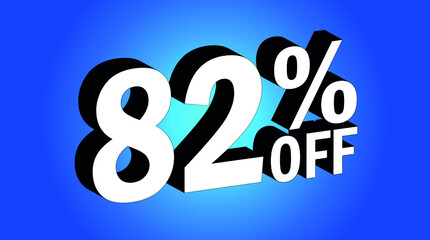 Sale tag 82% off - 3D and blue - for promotion offers and discounts