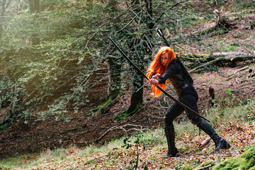 Warrior woman with hunting bow