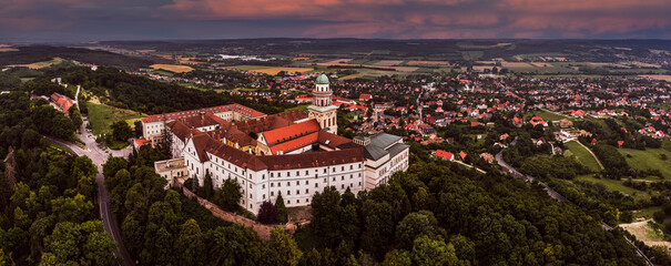 Pannonhalma, Hungary - Aerial panoramic view of the beautiful Millenary Benedictine Abbey of...