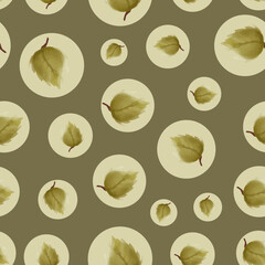 Hand painted green leafs vector seamless repeat pattern print background