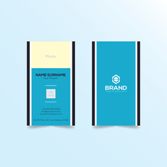 Business Card Template Creative and Clean Flat Vector Illustration Stationery cyan, black and orange color theme Modern Business Card Design 