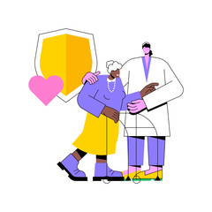 Care allowance abstract concept vector illustration. Pension contribution, old disabled person, regular care, senior woman on walker, wheelchair, home nurse, health insurance abstract metaphor.