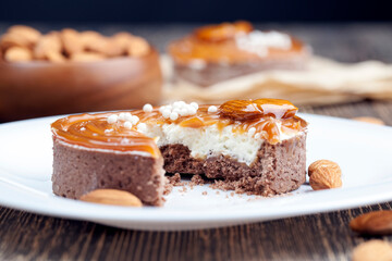 dessert made of dough and dairy products in caramel