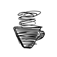 Hand Drawn Coffee Cup Set, Minimalist Sketch Doodle for Cafe