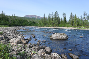 Fototapeta na wymiar Nakta River on the Putorana plateau.