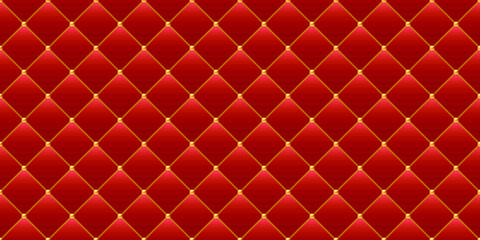 Luxury red background with golden chains and beads. Vector illustration.