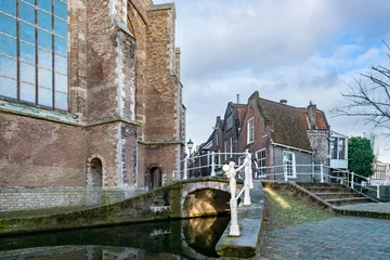 Fotobehang Kerkstraat seen from the Vrouwenregt, Delft, Zuid-Holland province, The Netherlands © Holland-PhotostockNL