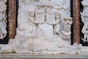 Grave monument of Maarten Harpertszoon Tromp in the Oude Kerk in Delft, Zuid-Holland province, The Netherlands