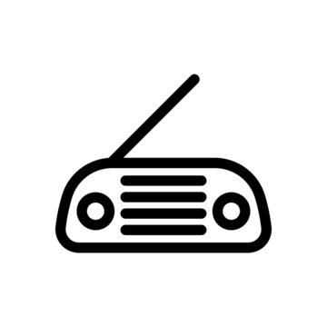 recommend clip art: Radio icon. Black contour linear silhouette. Front view. Vector simple flat graphic illustration. The isolated object on a white background. Isolate.
