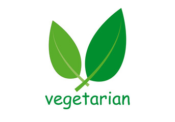 Etiqueta de producto vegano de hojas verdes.