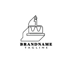 cute cake logo cartoon design template icon black isolated vector illustration