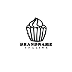 cupcake logo cartoon icon design black isolated vector illustration