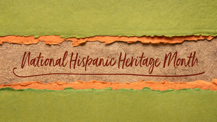 September 15 - October 15, National Hispanic Heritage Month - handwriting in a handmade paper...