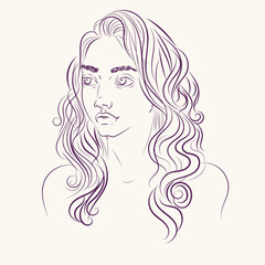 portrait of a woman. portrait of a girl. girl with hair. 