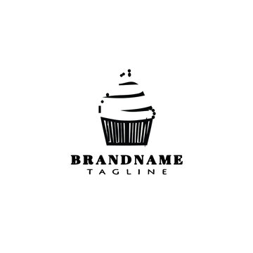 cupcake logo cartoon icon design template black isolated illustration