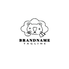 cute lion logo template icon vector illustration