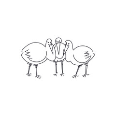 black stork chicks  vector flat illustration